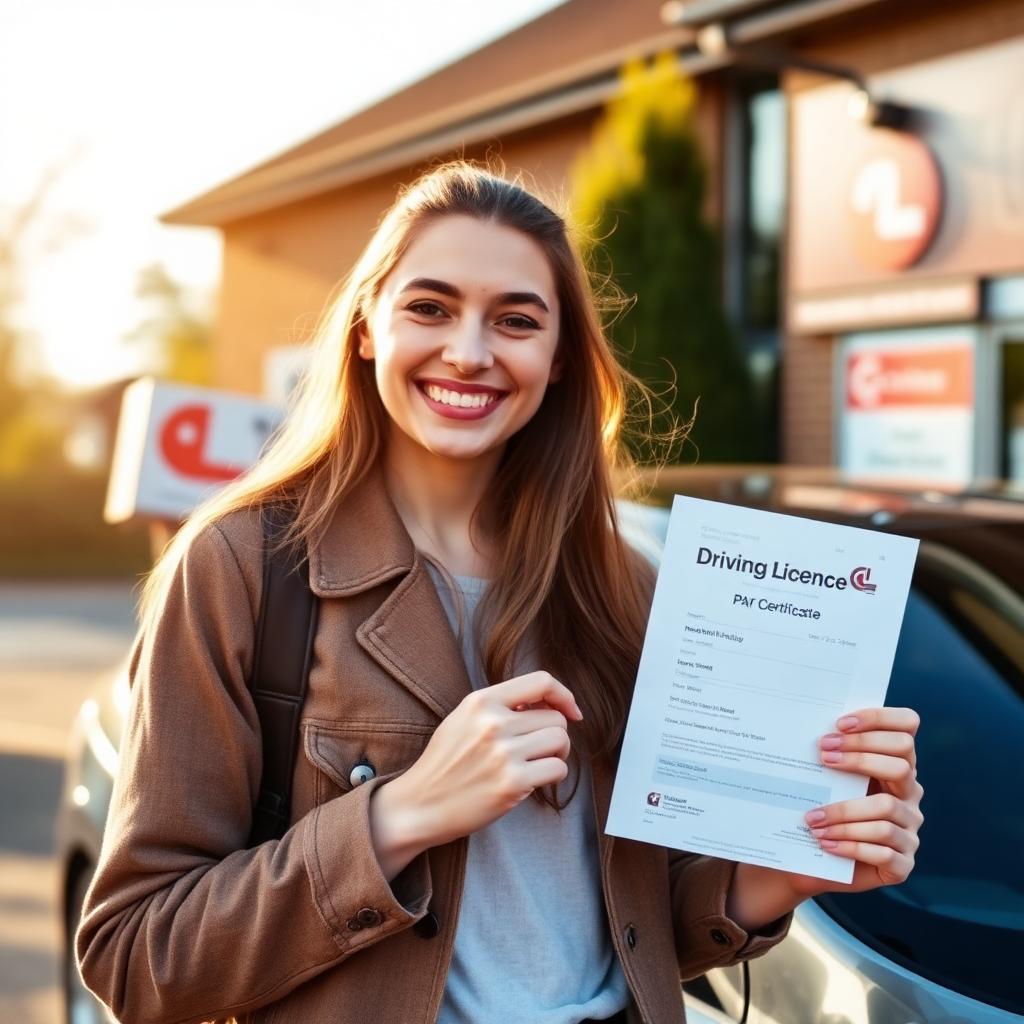 Happy learner celebrating after passing their UK driving test