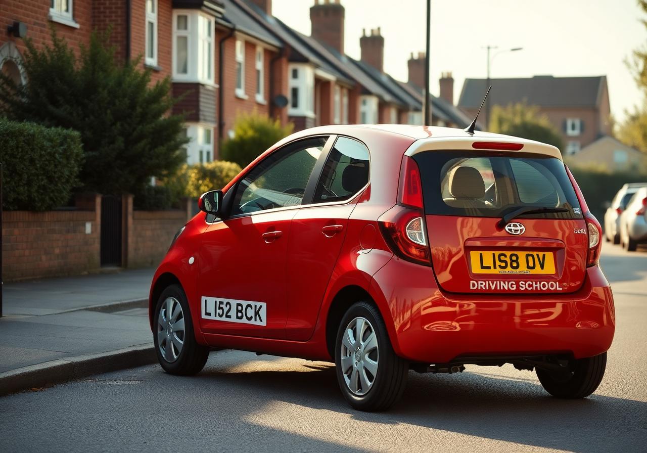 Driving school car parked on a UK street